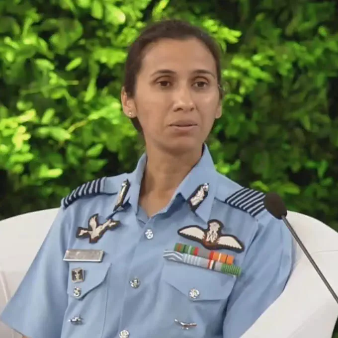 Group Captain Shaliza Dhami of the Indian Air Force at Hindustan Times Leadership Summit HTLS 2023